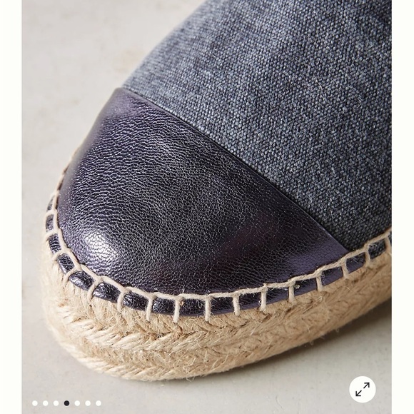 Anthropologie Mint & Rose Amalfi Espadrilles Navy Blue Metallic Cap Toe Size 8 - Picture 5 of 16